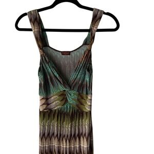 Life Style Sleeveless Maxi Dress‎ L Boho Twist Front Ombre Earth Tones Festival